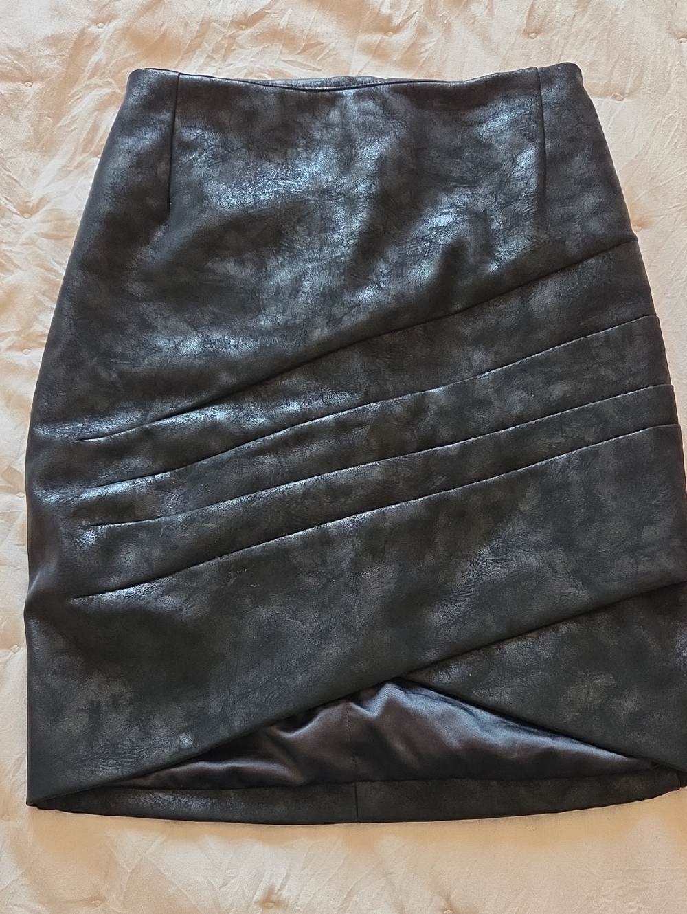 Guess Black Faux Leather Asymmetrical Mini Skirt